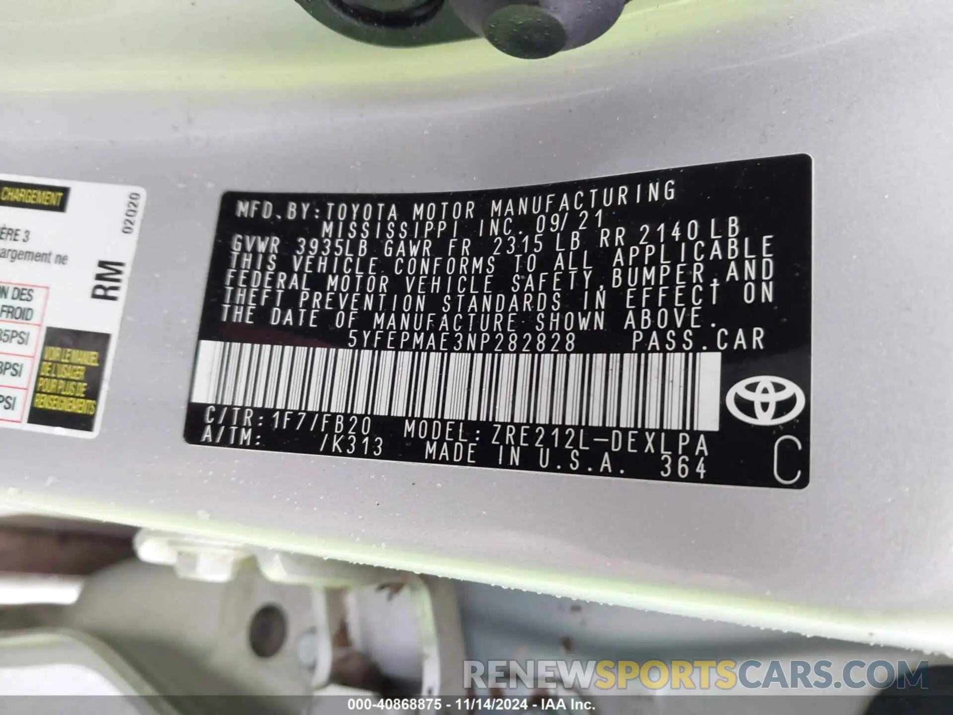 9 Photograph of a damaged car 5YFEPMAE3NP282828 TOYOTA COROLLA 2022