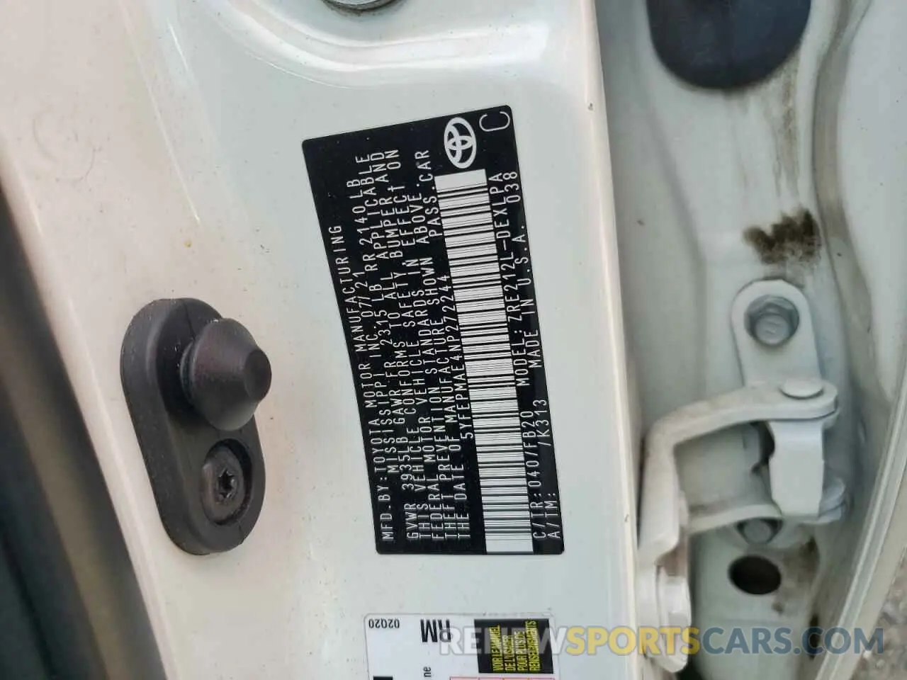 12 Photograph of a damaged car 5YFEPMAE4NP272244 TOYOTA COROLLA 2022