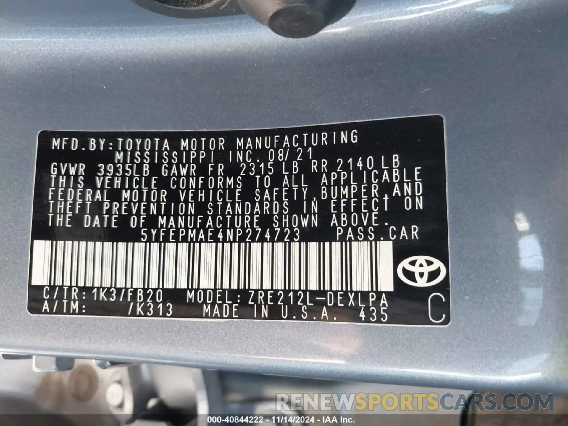 9 Photograph of a damaged car 5YFEPMAE4NP274723 TOYOTA COROLLA 2022