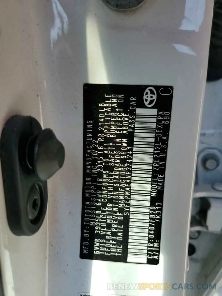 13 Photograph of a damaged car 5YFEPMAE4NP374241 TOYOTA COROLLA 2022