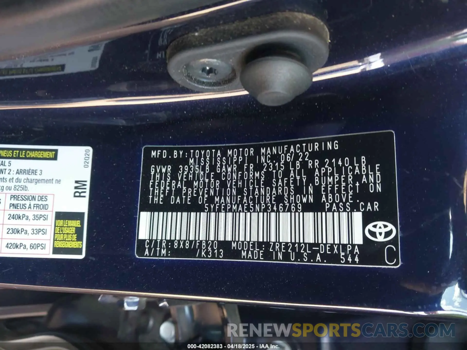 9 Photograph of a damaged car 5YFEPMAE5NP346769 TOYOTA COROLLA 2022