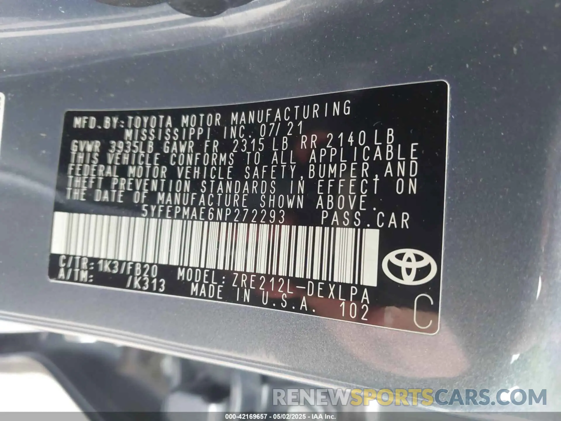 9 Photograph of a damaged car 5YFEPMAE6NP272293 TOYOTA COROLLA 2022