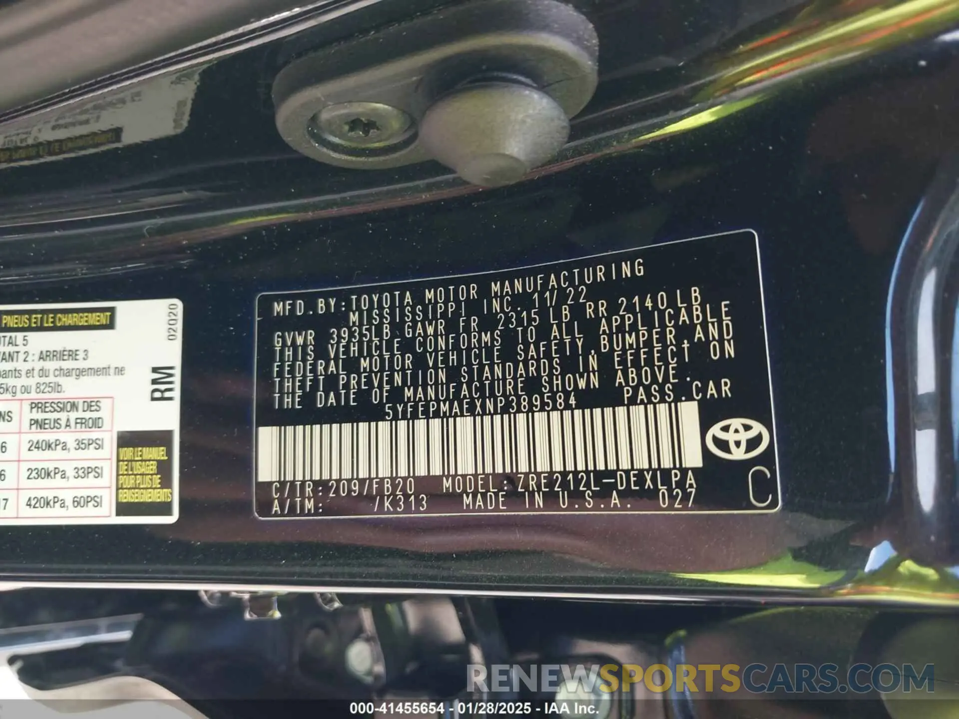 9 Photograph of a damaged car 5YFEPMAEXNP389584 TOYOTA COROLLA 2022