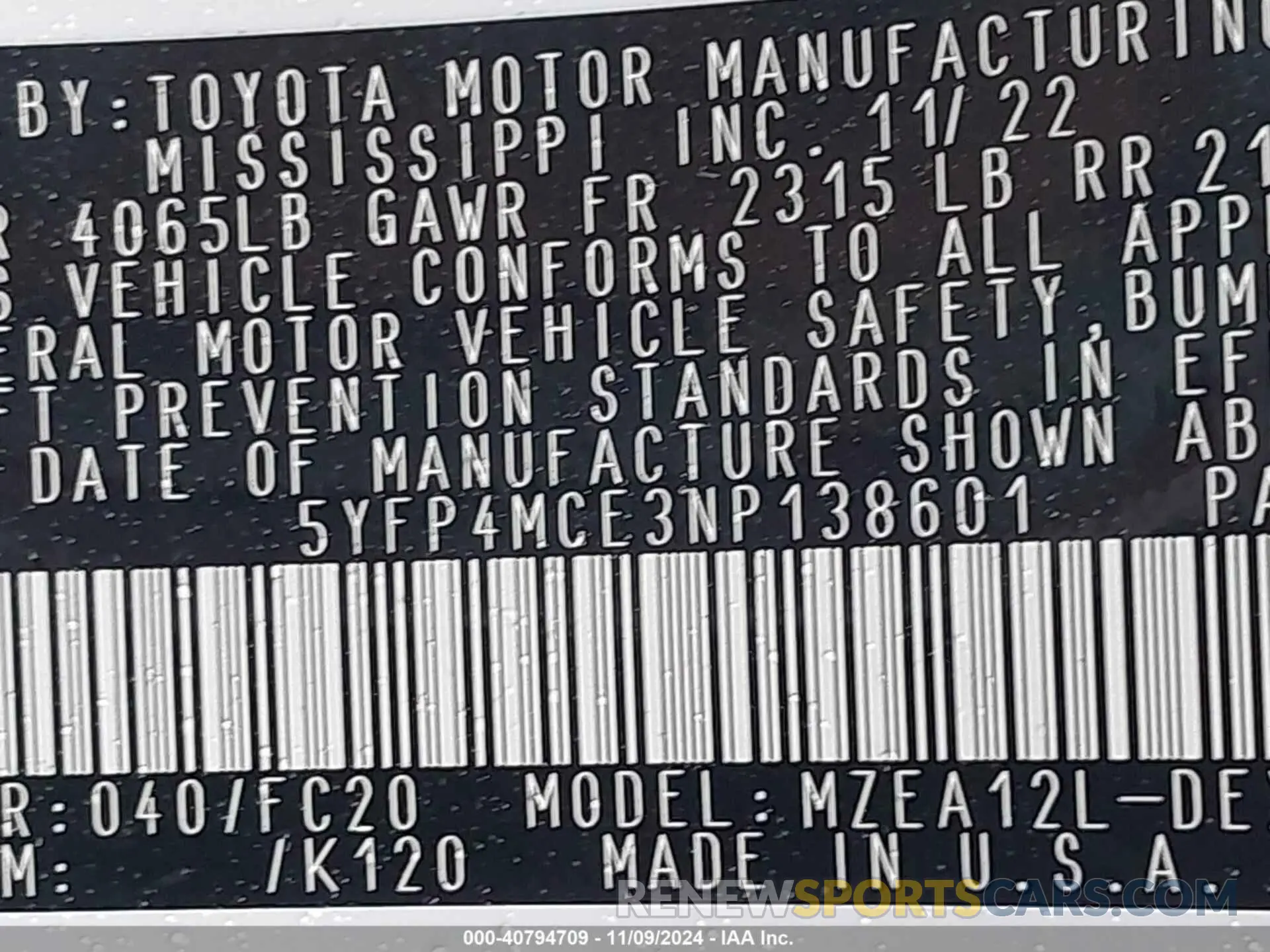 9 Photograph of a damaged car 5YFP4MCE3NP138601 TOYOTA COROLLA 2022