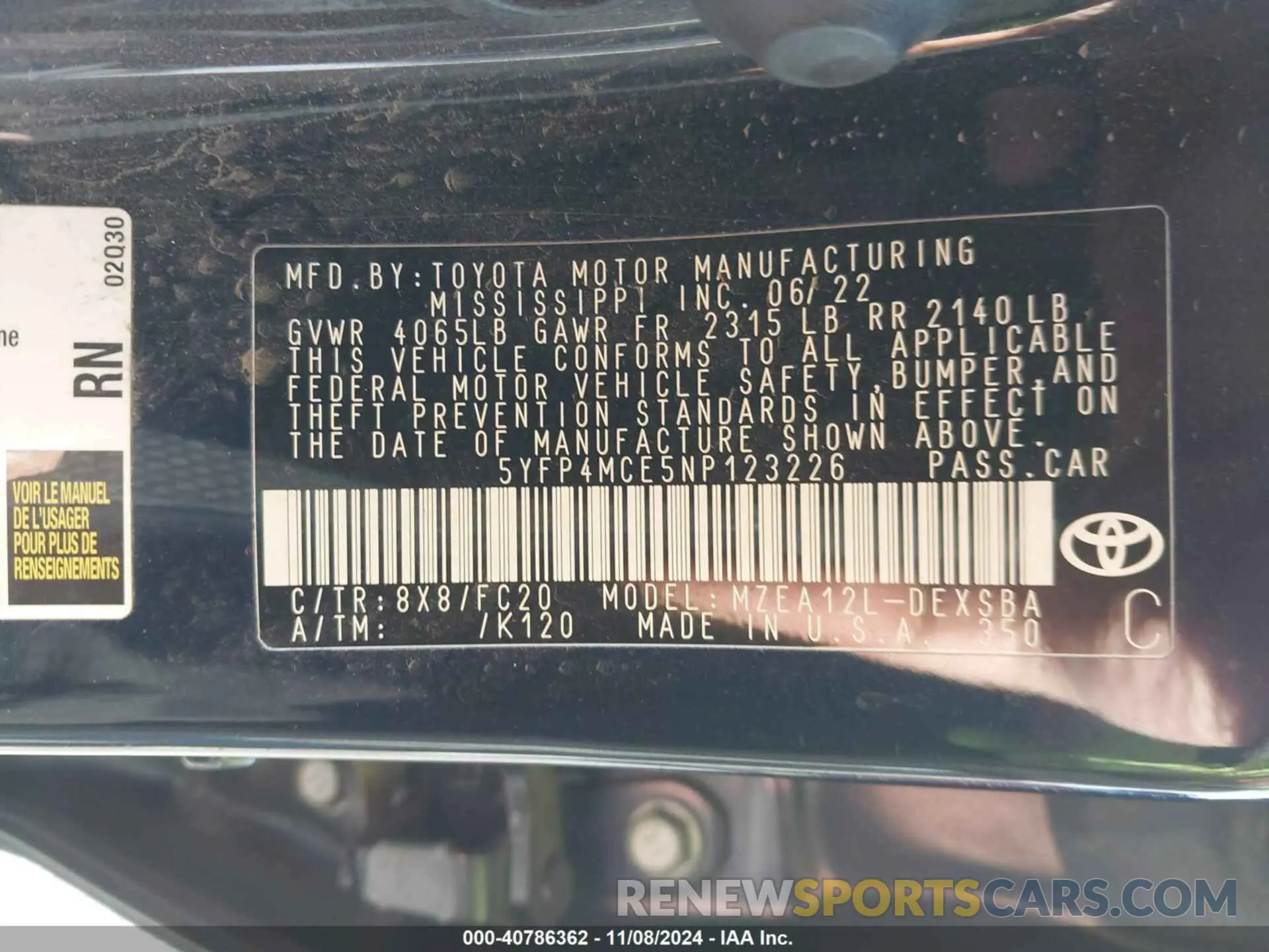 9 Photograph of a damaged car 5YFP4MCE5NP123226 TOYOTA COROLLA 2022