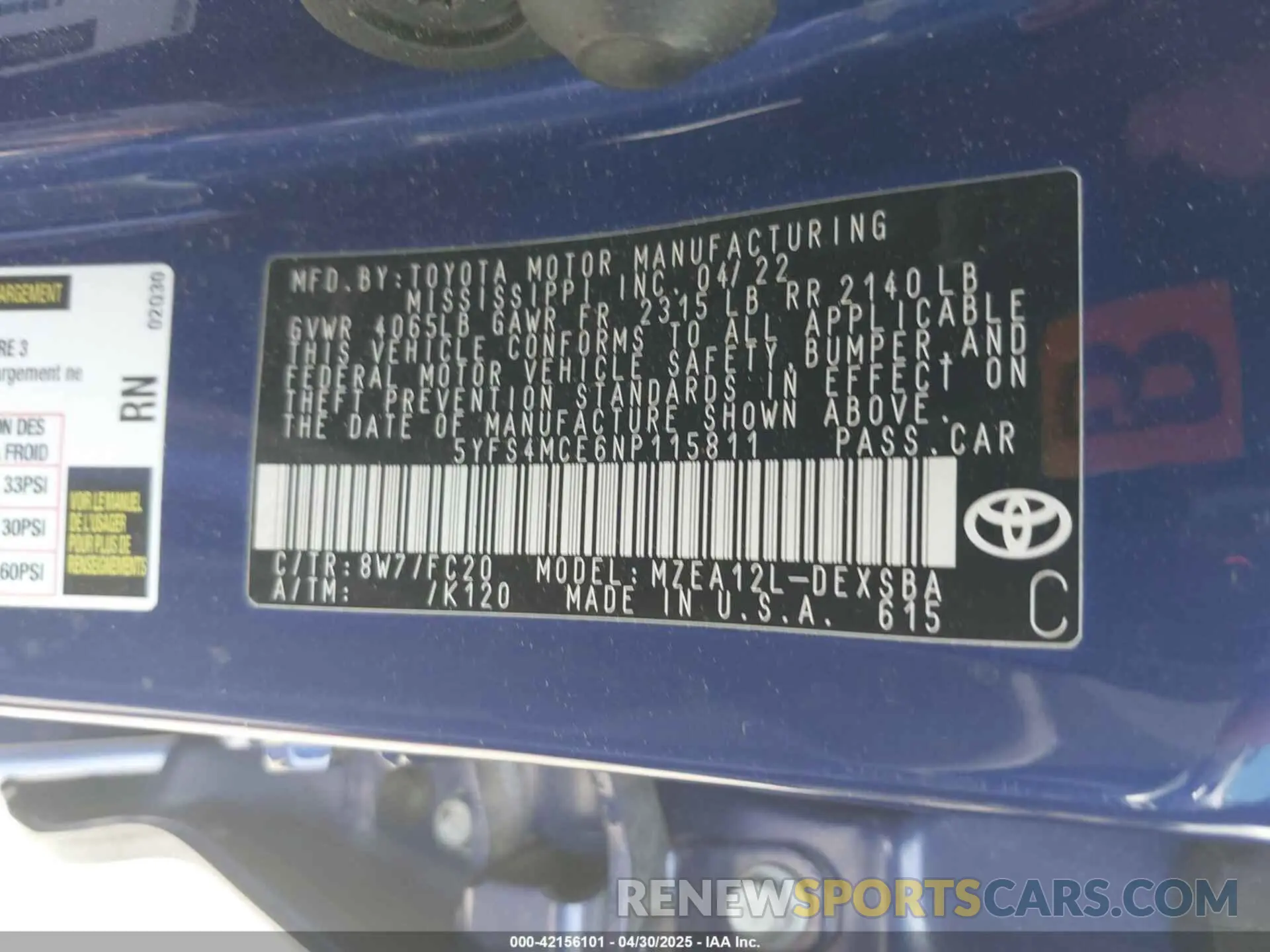 9 Photograph of a damaged car 5YFS4MCE6NP115811 TOYOTA COROLLA 2022