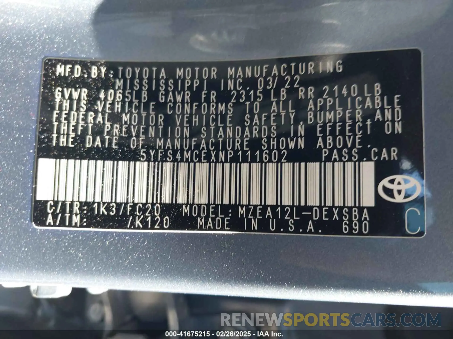 9 Photograph of a damaged car 5YFS4MCEXNP111602 TOYOTA COROLLA 2022