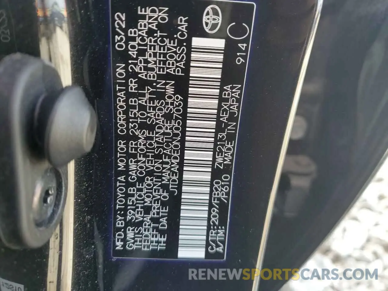 14 Photograph of a damaged car JTDEAMDE0NJ057039 TOYOTA COROLLA 2022