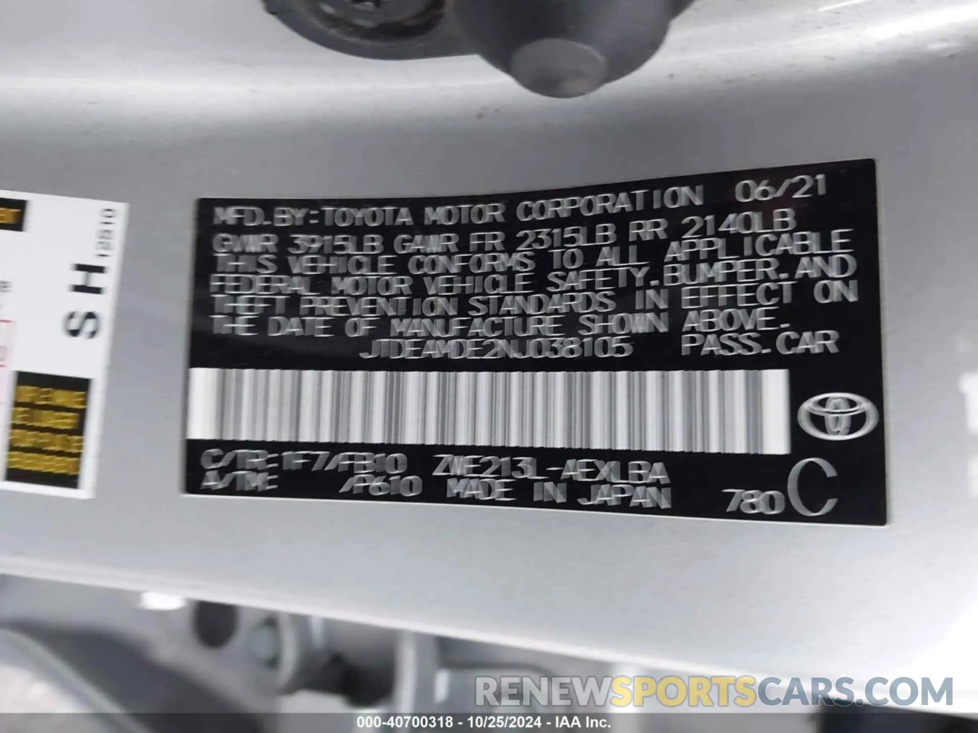 9 Photograph of a damaged car JTDEAMDE2NJ038105 TOYOTA COROLLA 2022