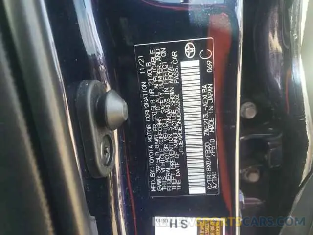 10 Photograph of a damaged car JTDEAMDE5NJ046294 TOYOTA COROLLA 2022