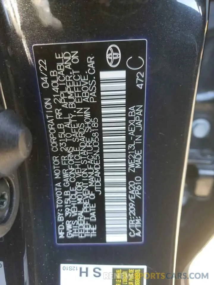 12 Photograph of a damaged car JTDEAMDE5NJ058185 TOYOTA COROLLA 2022