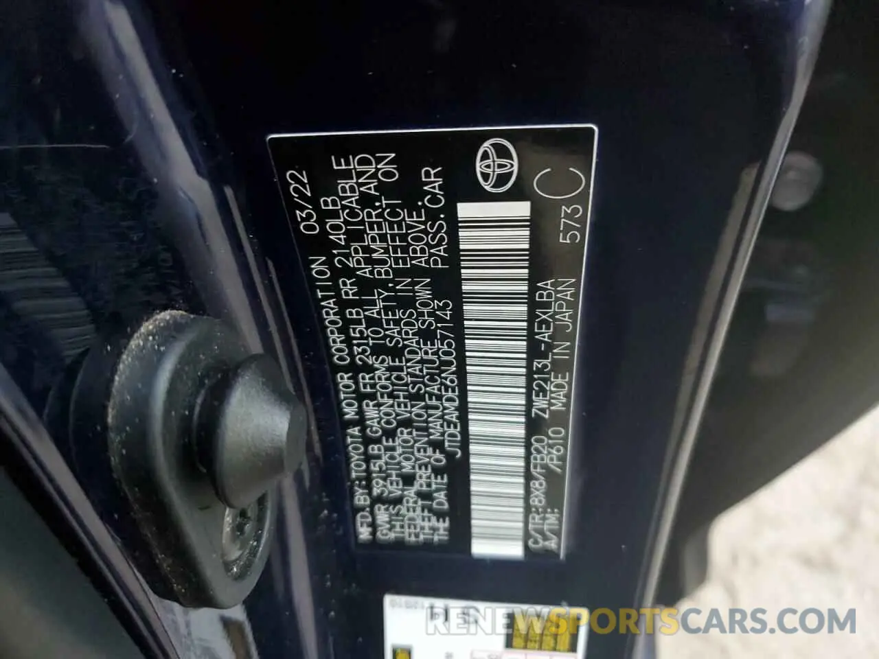 13 Photograph of a damaged car JTDEAMDE6NJ057143 TOYOTA COROLLA 2022