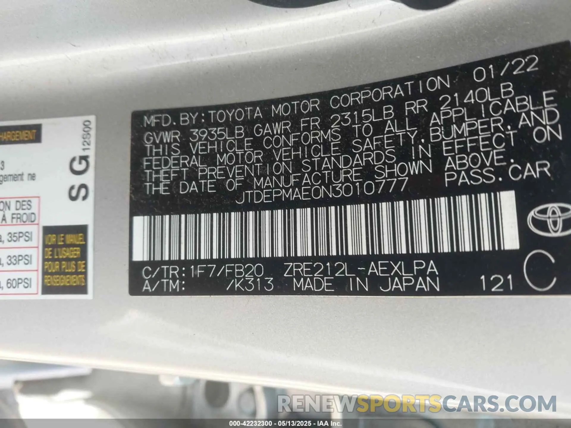 9 Photograph of a damaged car JTDEPMAE0N3010777 TOYOTA COROLLA 2022
