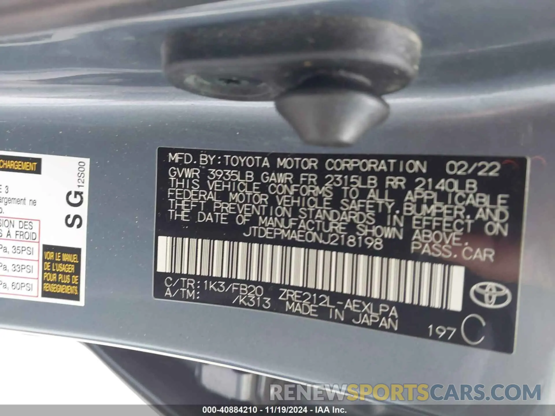 9 Photograph of a damaged car JTDEPMAE0NJ218198 TOYOTA COROLLA 2022