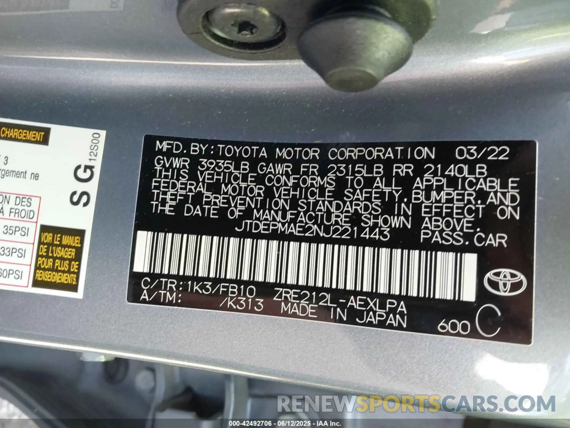 9 Photograph of a damaged car JTDEPMAE2NJ221443 TOYOTA COROLLA 2022
