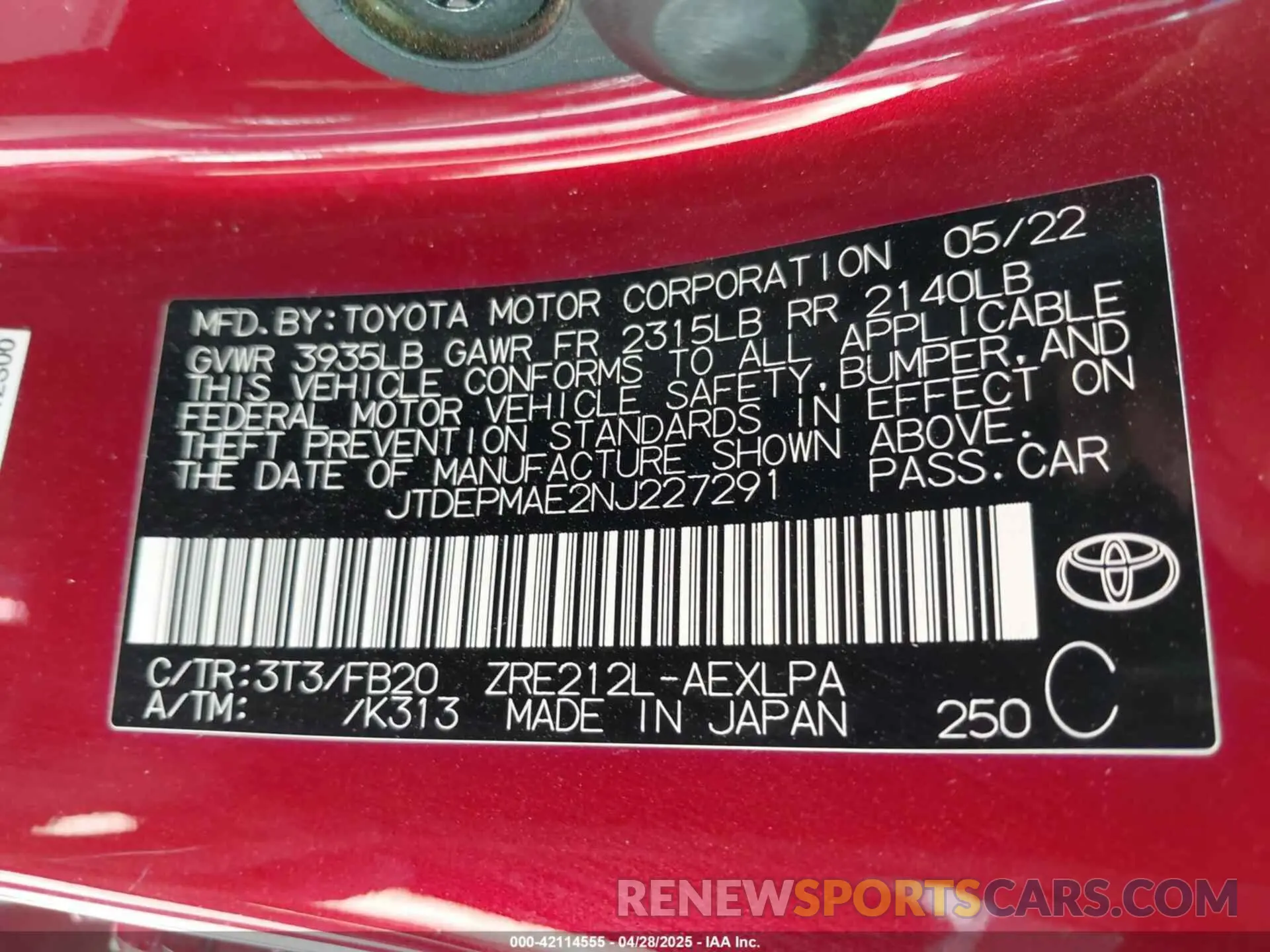 9 Photograph of a damaged car JTDEPMAE2NJ227291 TOYOTA COROLLA 2022