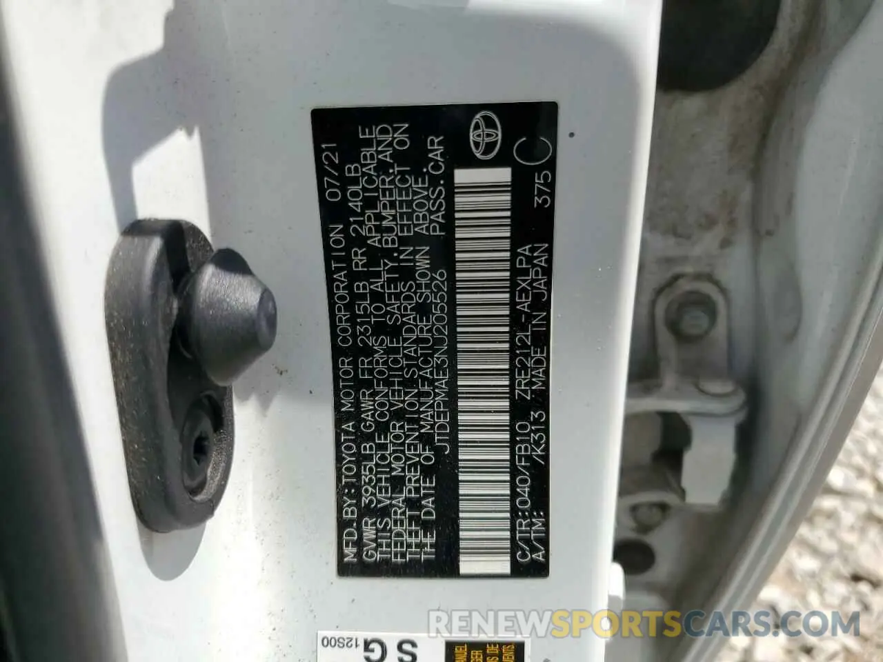 13 Photograph of a damaged car JTDEPMAE3NJ205526 TOYOTA COROLLA 2022