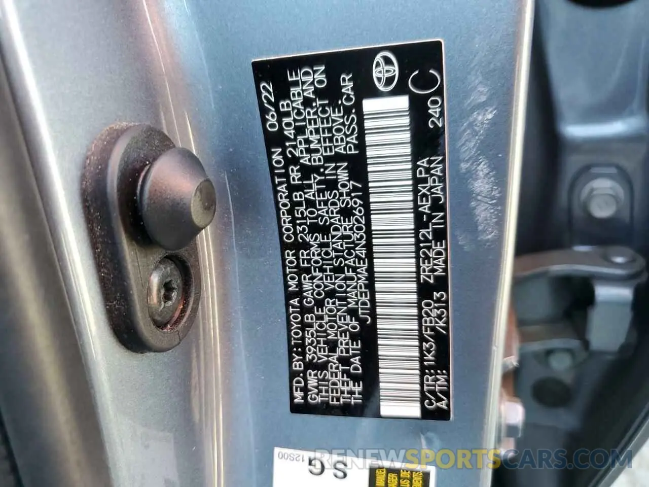 12 Photograph of a damaged car JTDEPMAE4N3026917 TOYOTA COROLLA 2022