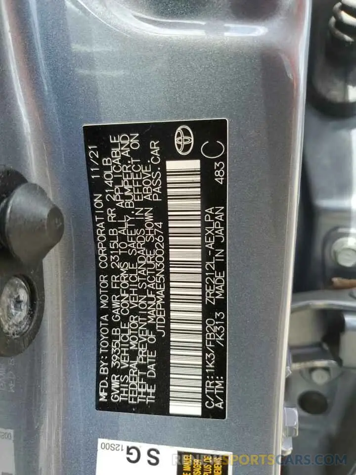 13 Photograph of a damaged car JTDEPMAE5N3002674 TOYOTA COROLLA 2022