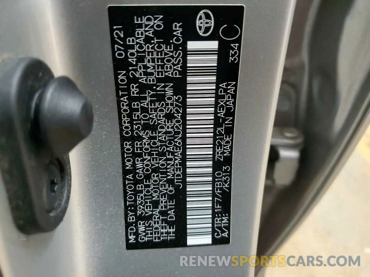 12 Photograph of a damaged car JTDEPMAE6NJ204273 TOYOTA COROLLA 2022