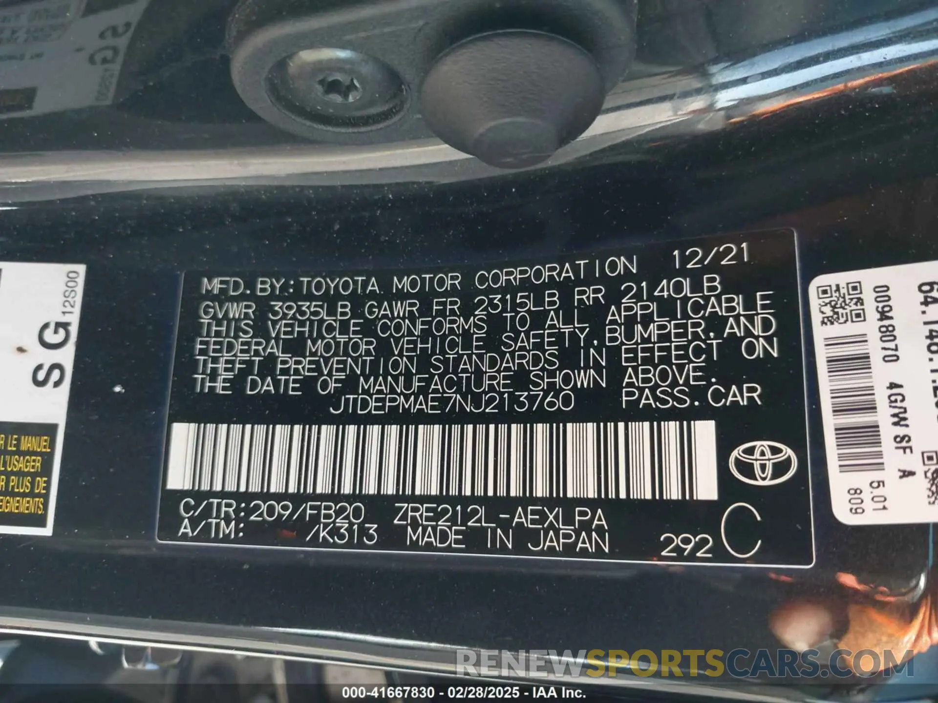 9 Photograph of a damaged car JTDEPMAE7NJ213760 TOYOTA COROLLA 2022
