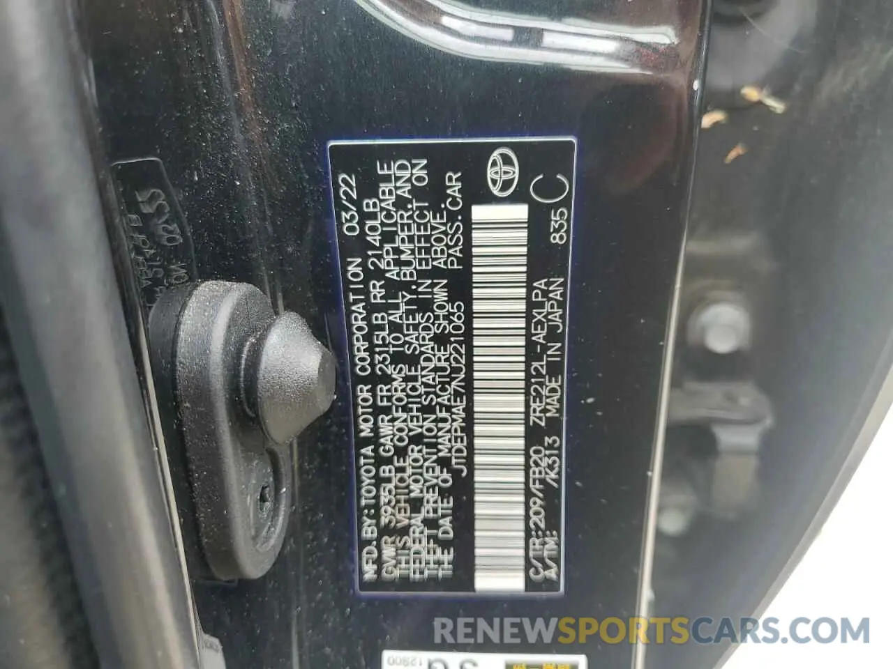 12 Photograph of a damaged car JTDEPMAE7NJ221065 TOYOTA COROLLA 2022