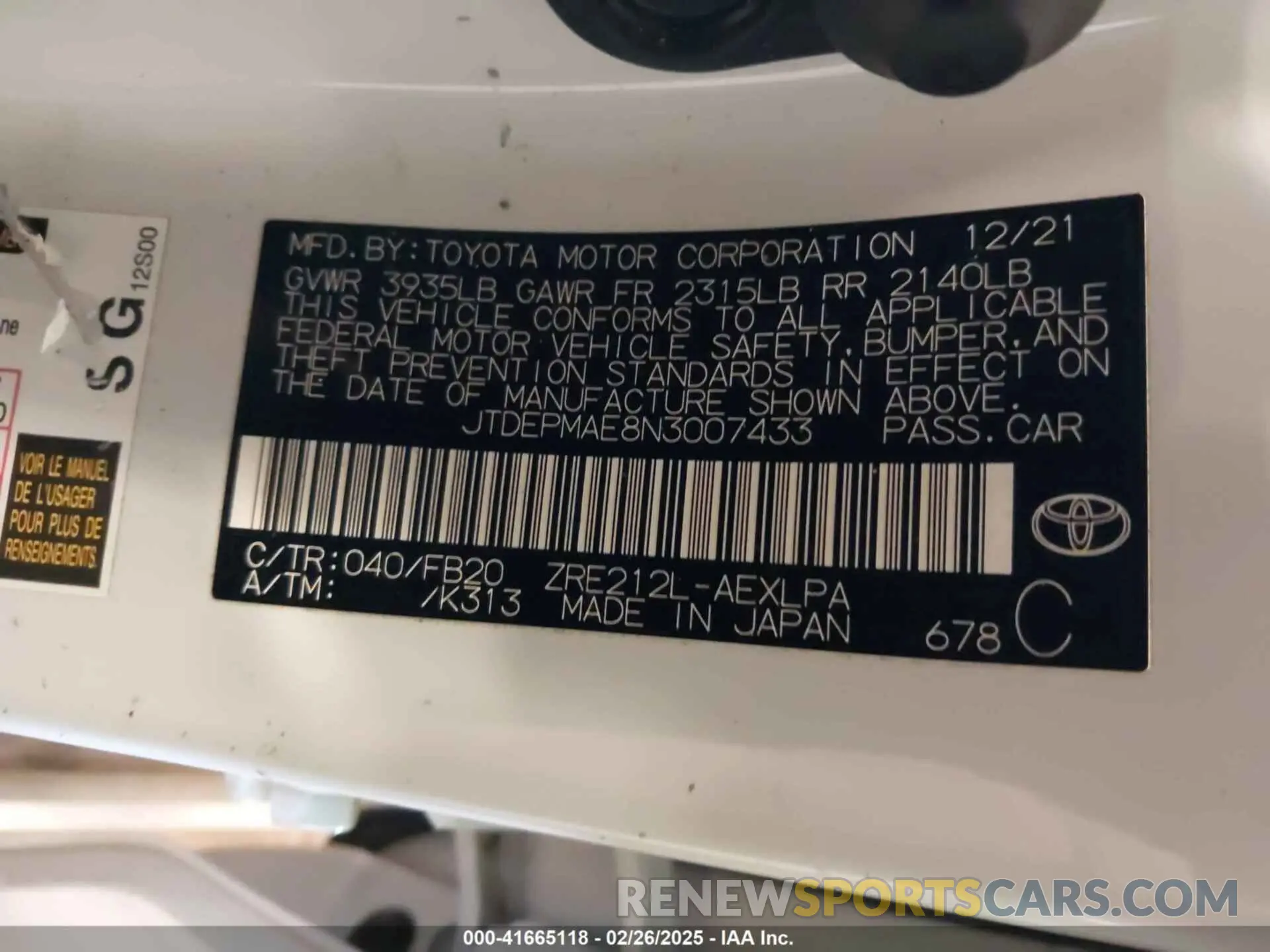 9 Photograph of a damaged car JTDEPMAE8N3007433 TOYOTA COROLLA 2022