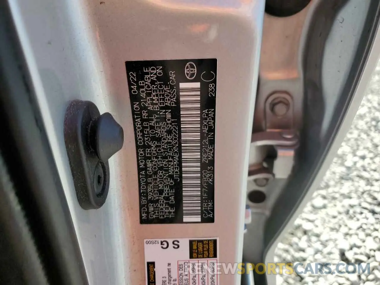 12 Photograph of a damaged car JTDEPMAEXN3022211 TOYOTA COROLLA 2022