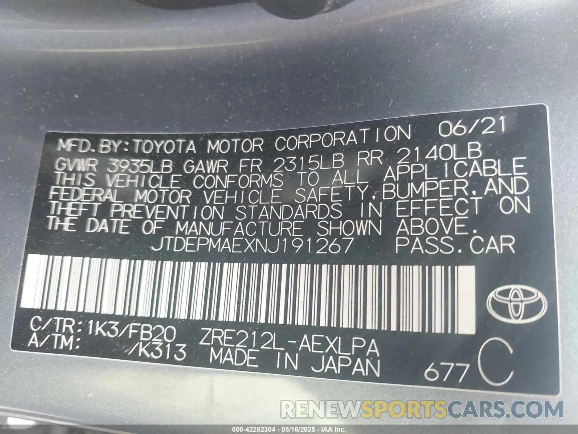 9 Photograph of a damaged car JTDEPMAEXNJ191267 TOYOTA COROLLA 2022