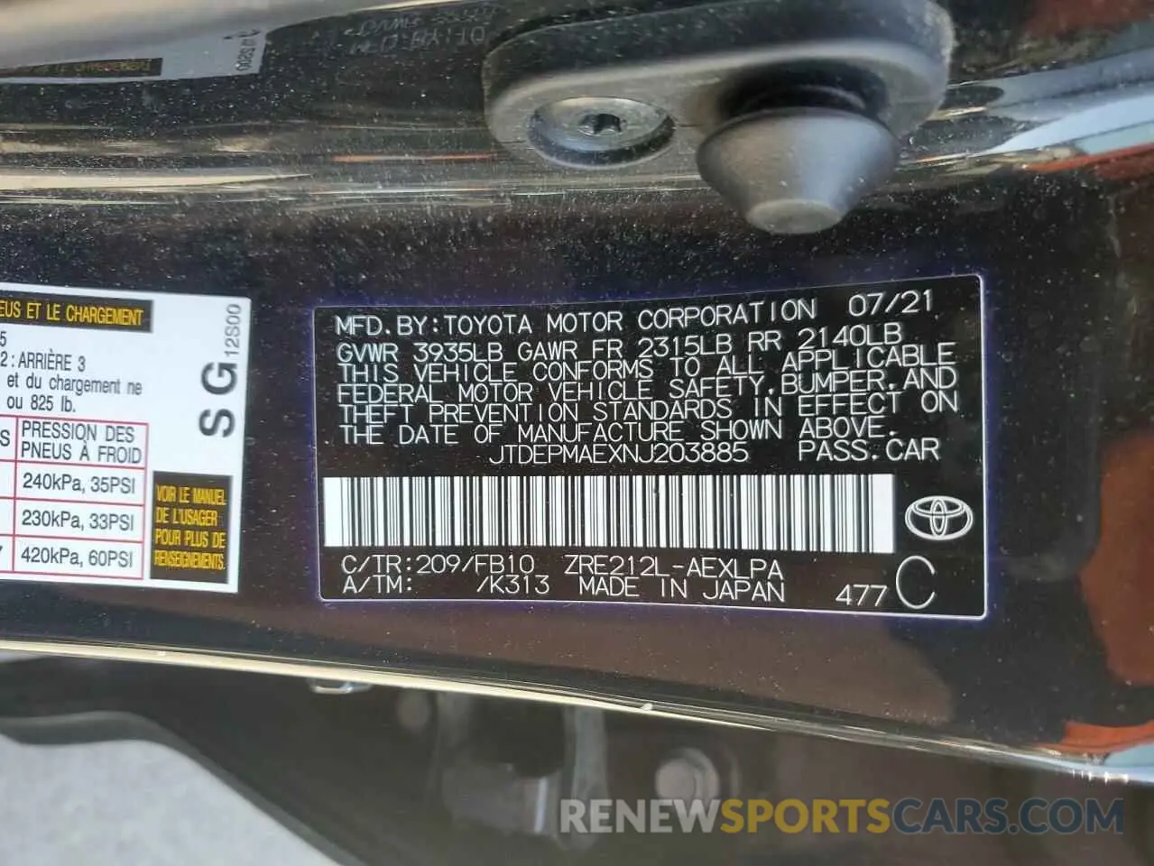 13 Photograph of a damaged car JTDEPMAEXNJ203885 TOYOTA COROLLA 2022