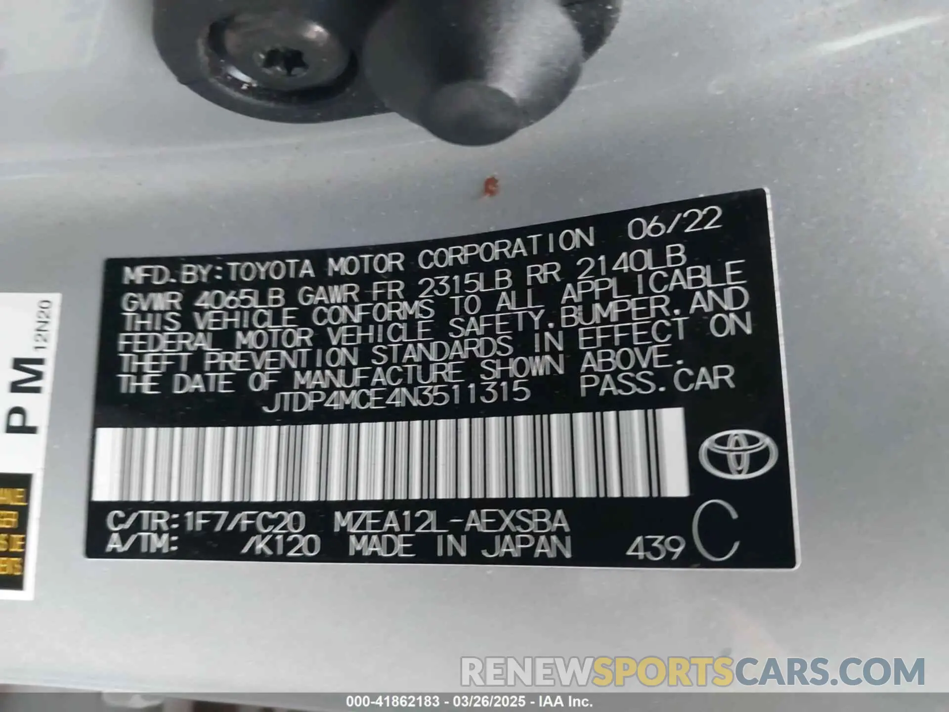 9 Photograph of a damaged car JTDP4MCE4N3511315 TOYOTA COROLLA 2022