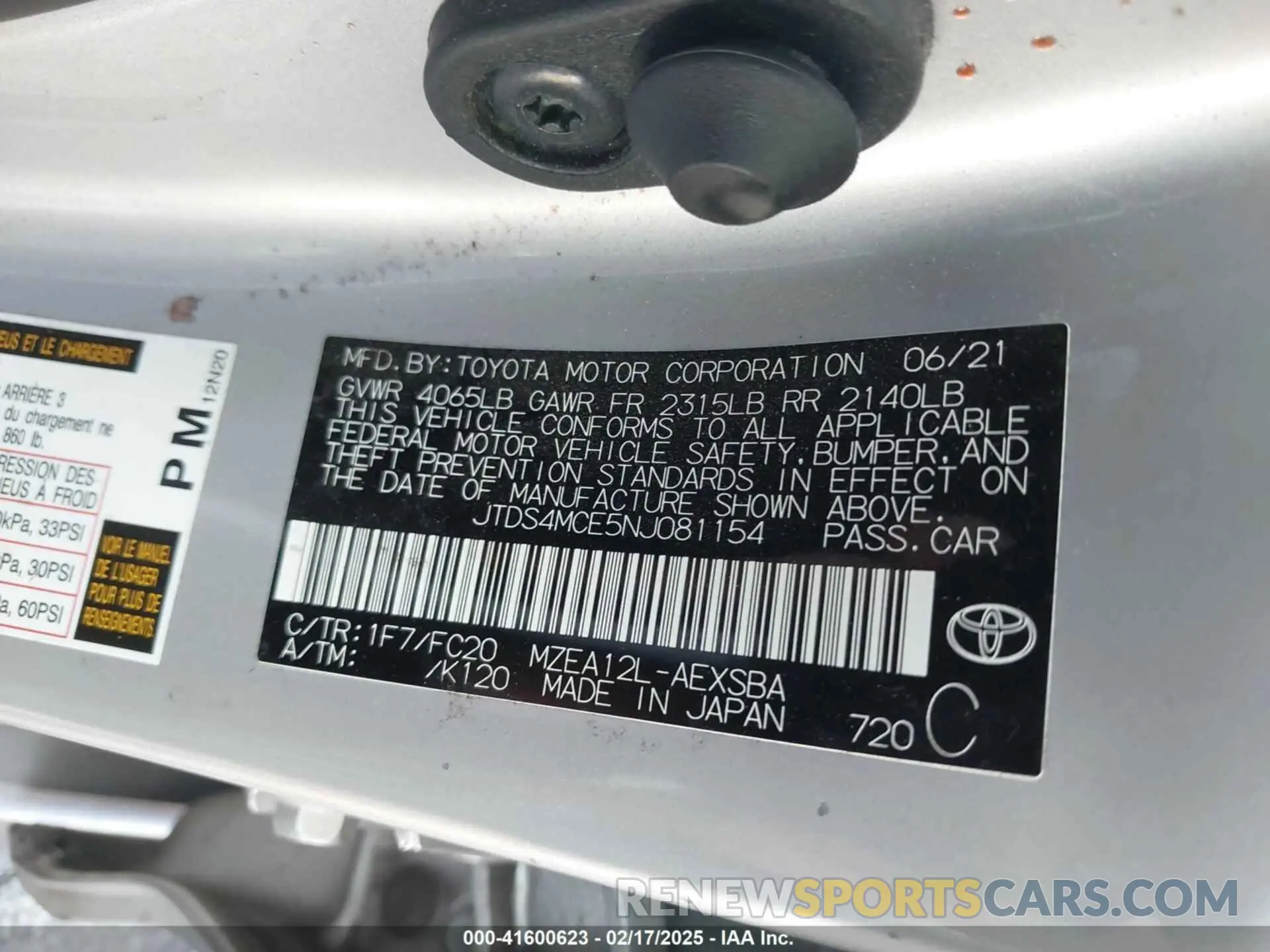 9 Photograph of a damaged car JTDS4MCE5NJ081154 TOYOTA COROLLA 2022