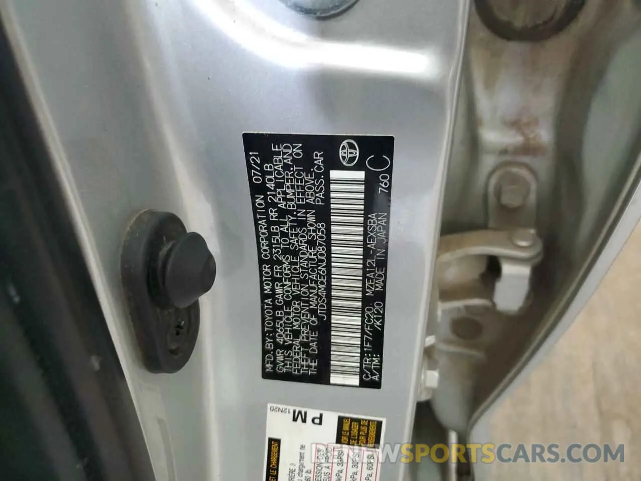 12 Photograph of a damaged car JTDS4MCE6NJ087058 TOYOTA COROLLA 2022