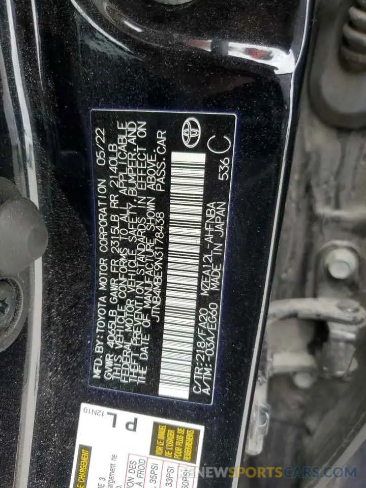 13 Photograph of a damaged car JTNB4MBE9N3178438 TOYOTA COROLLA 2022
