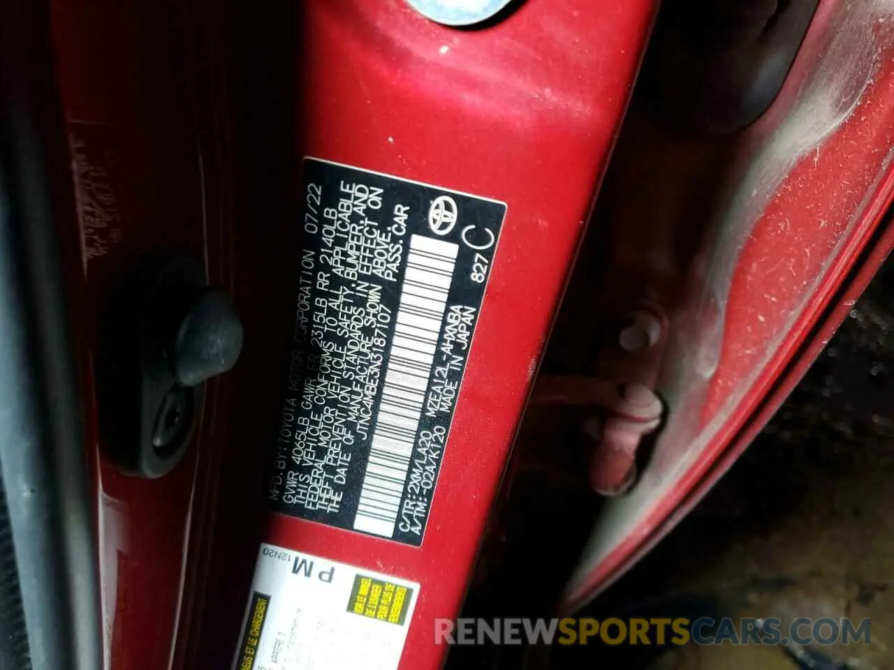12 Photograph of a damaged car JTNC4MBE3N3187107 TOYOTA COROLLA 2022