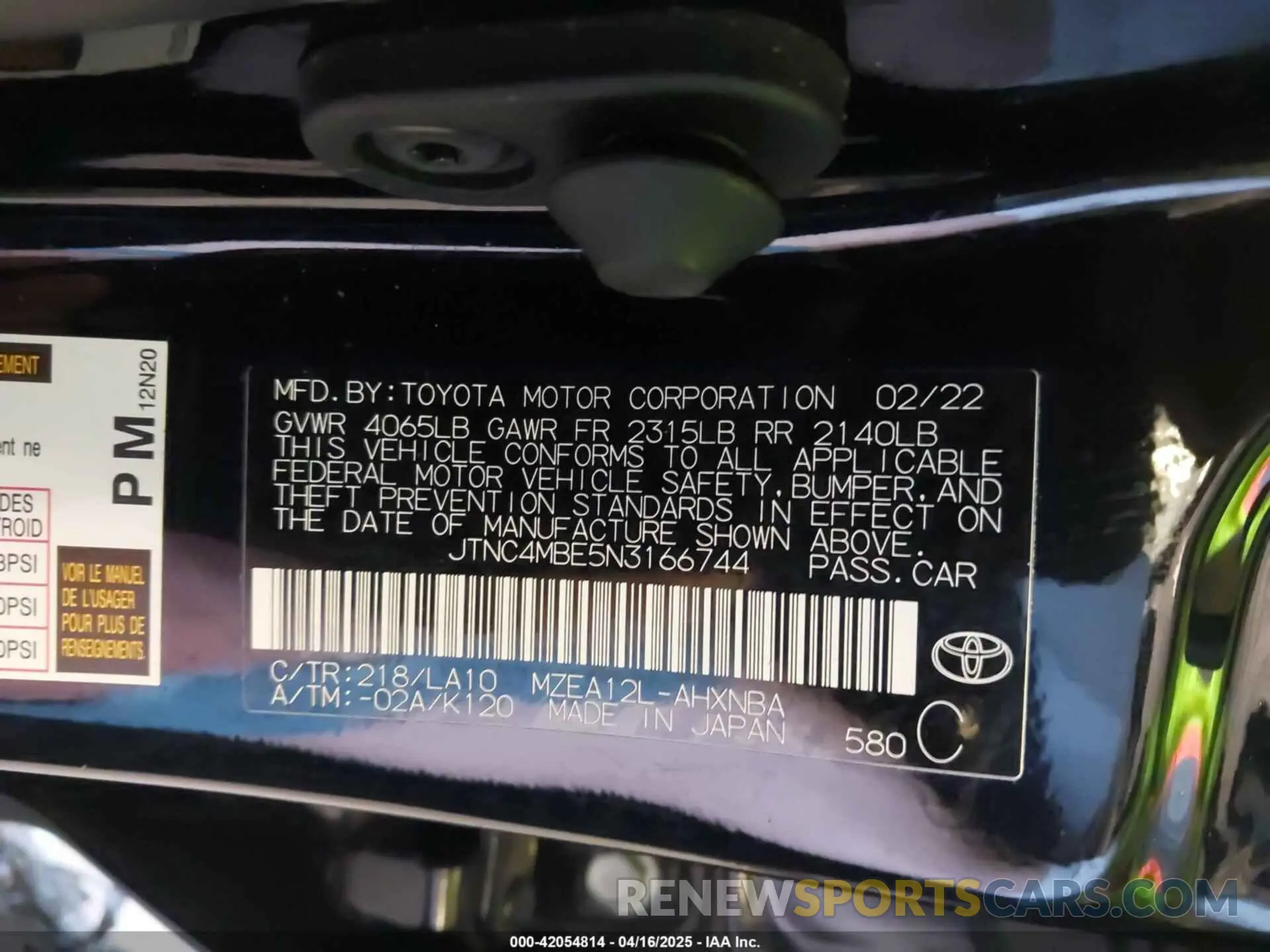 9 Photograph of a damaged car JTNC4MBE5N3166744 TOYOTA COROLLA 2022