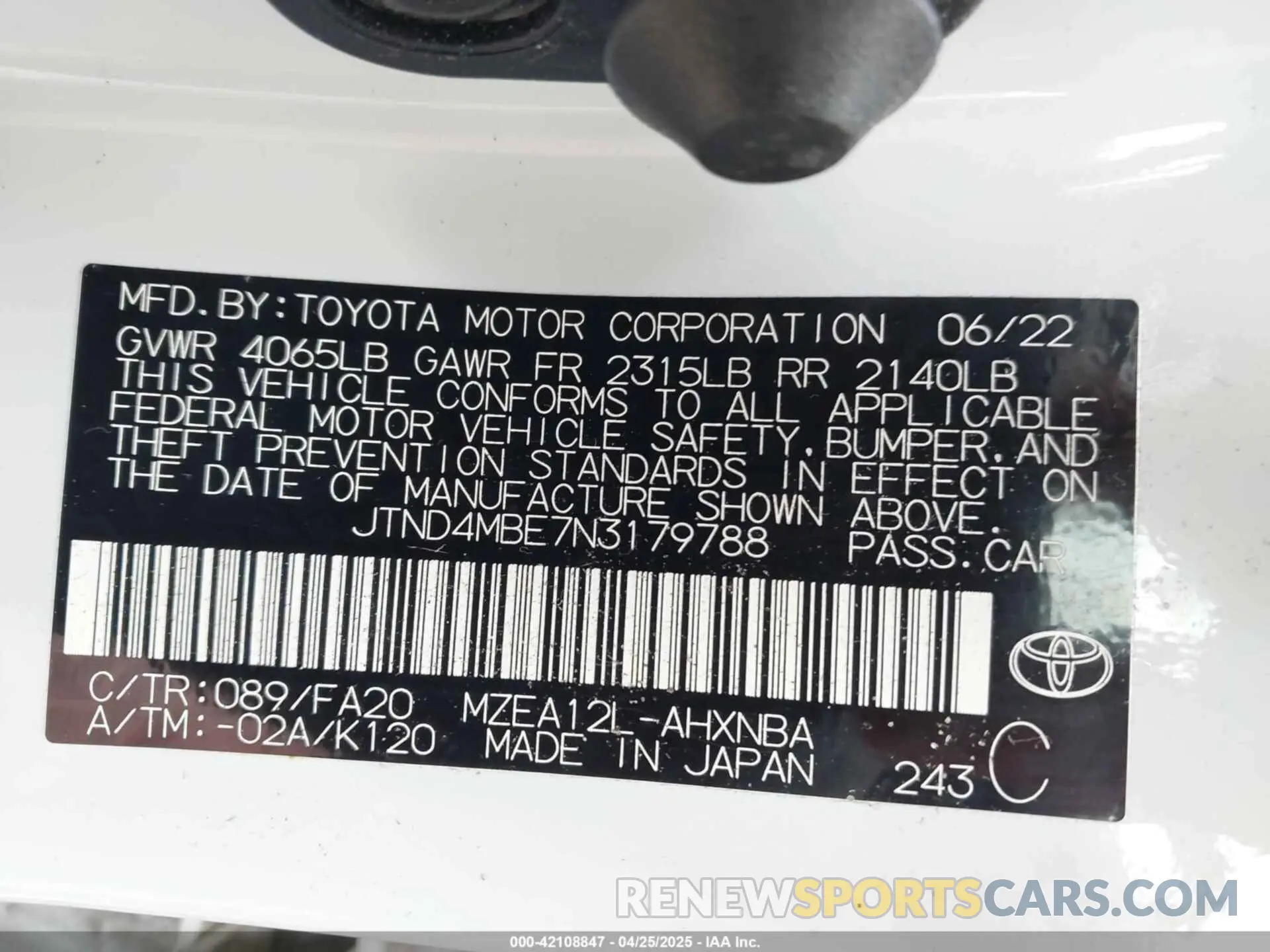 9 Photograph of a damaged car JTND4MBE7N3179788 TOYOTA COROLLA 2022