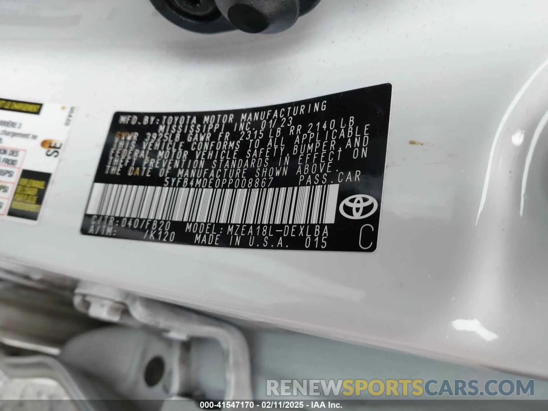 9 Photograph of a damaged car 5YFB4MDE0PP008867 TOYOTA COROLLA 2023