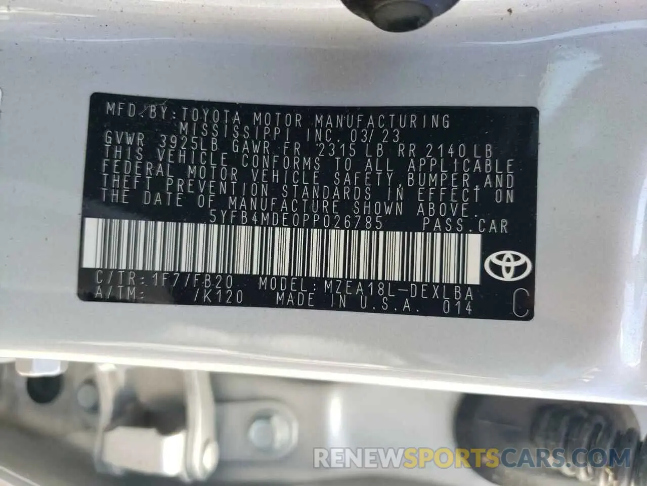 12 Photograph of a damaged car 5YFB4MDE0PP026785 TOYOTA COROLLA 2023