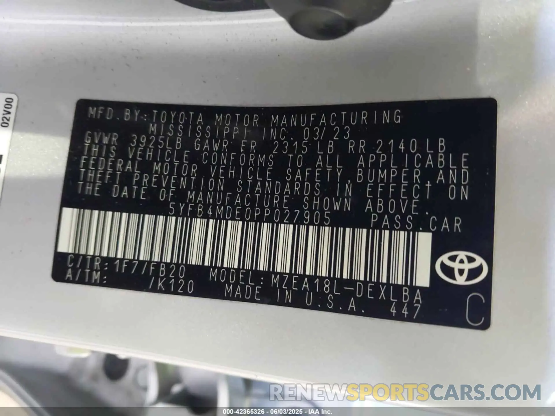 9 Photograph of a damaged car 5YFB4MDE0PP027905 TOYOTA COROLLA 2023