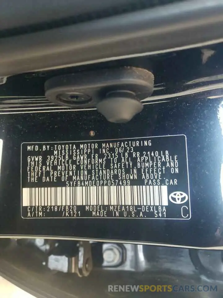 12 Photograph of a damaged car 5YFB4MDE0PP057499 TOYOTA COROLLA 2023