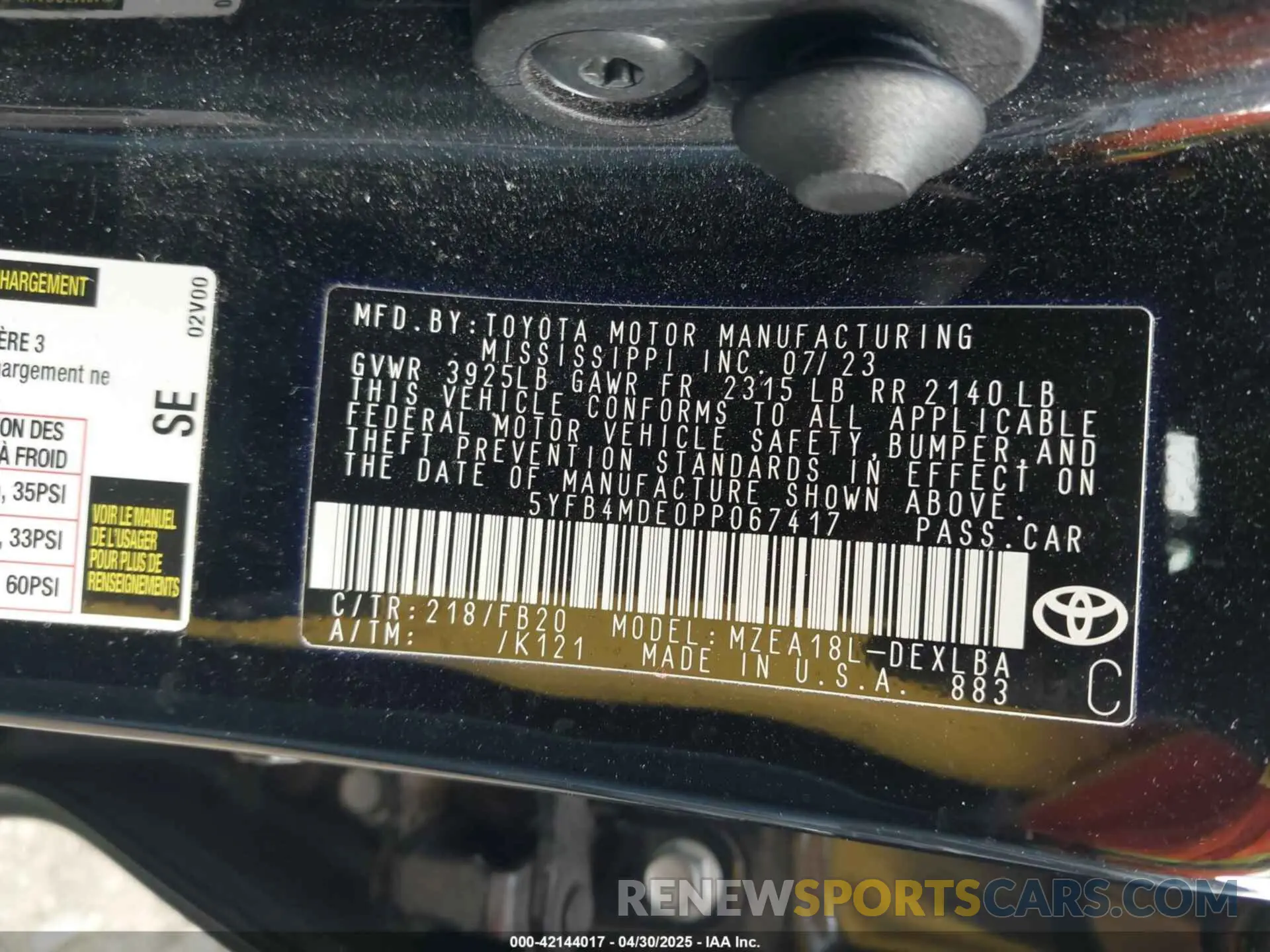 9 Photograph of a damaged car 5YFB4MDE0PP067417 TOYOTA COROLLA 2023