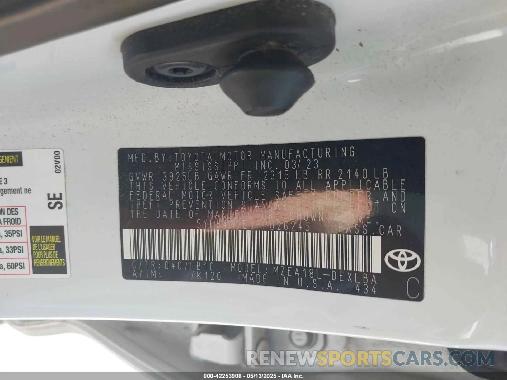 9 Photograph of a damaged car 5YFB4MDE1PP026245 TOYOTA COROLLA 2023