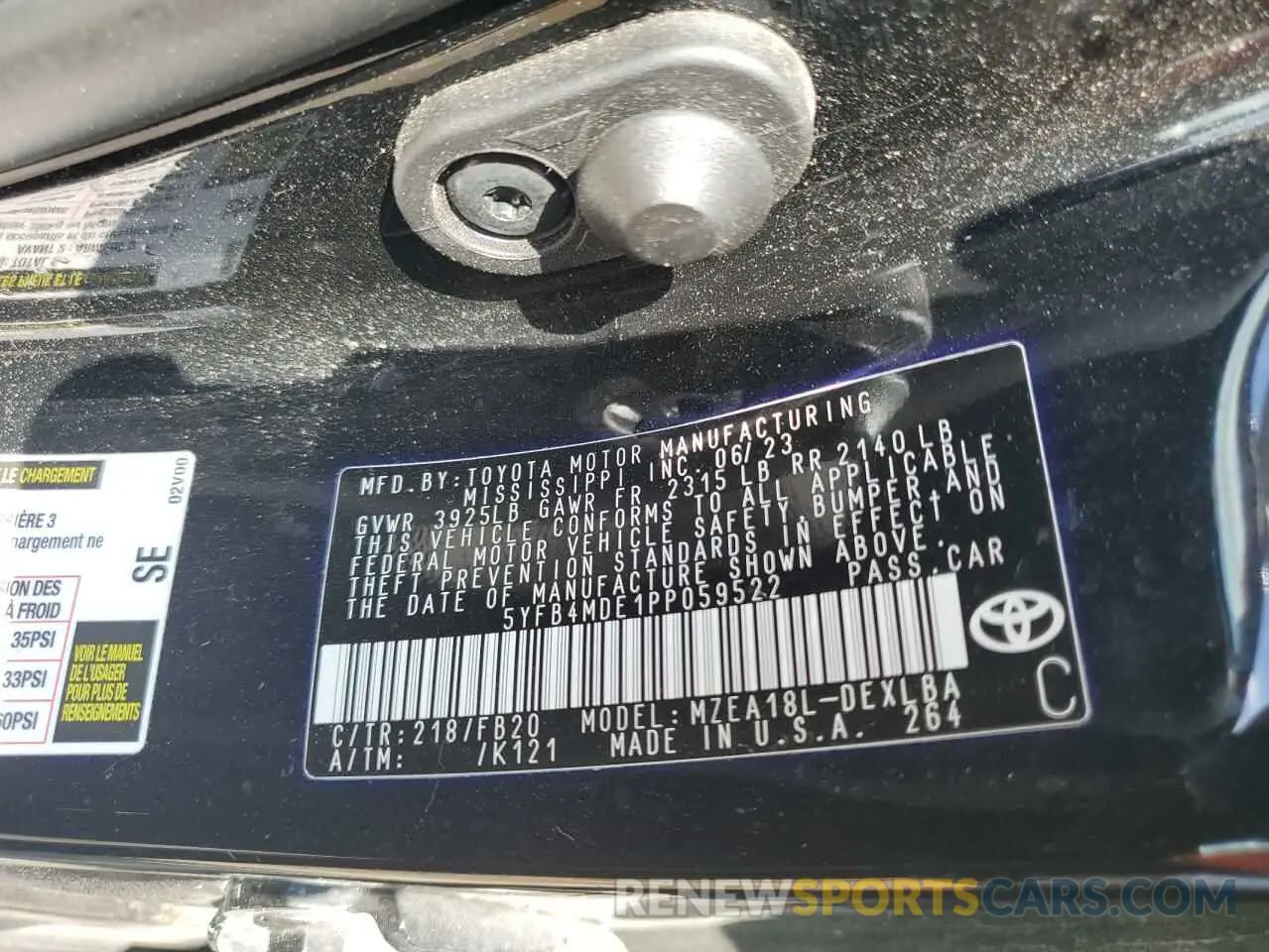12 Photograph of a damaged car 5YFB4MDE1PP059522 TOYOTA COROLLA 2023