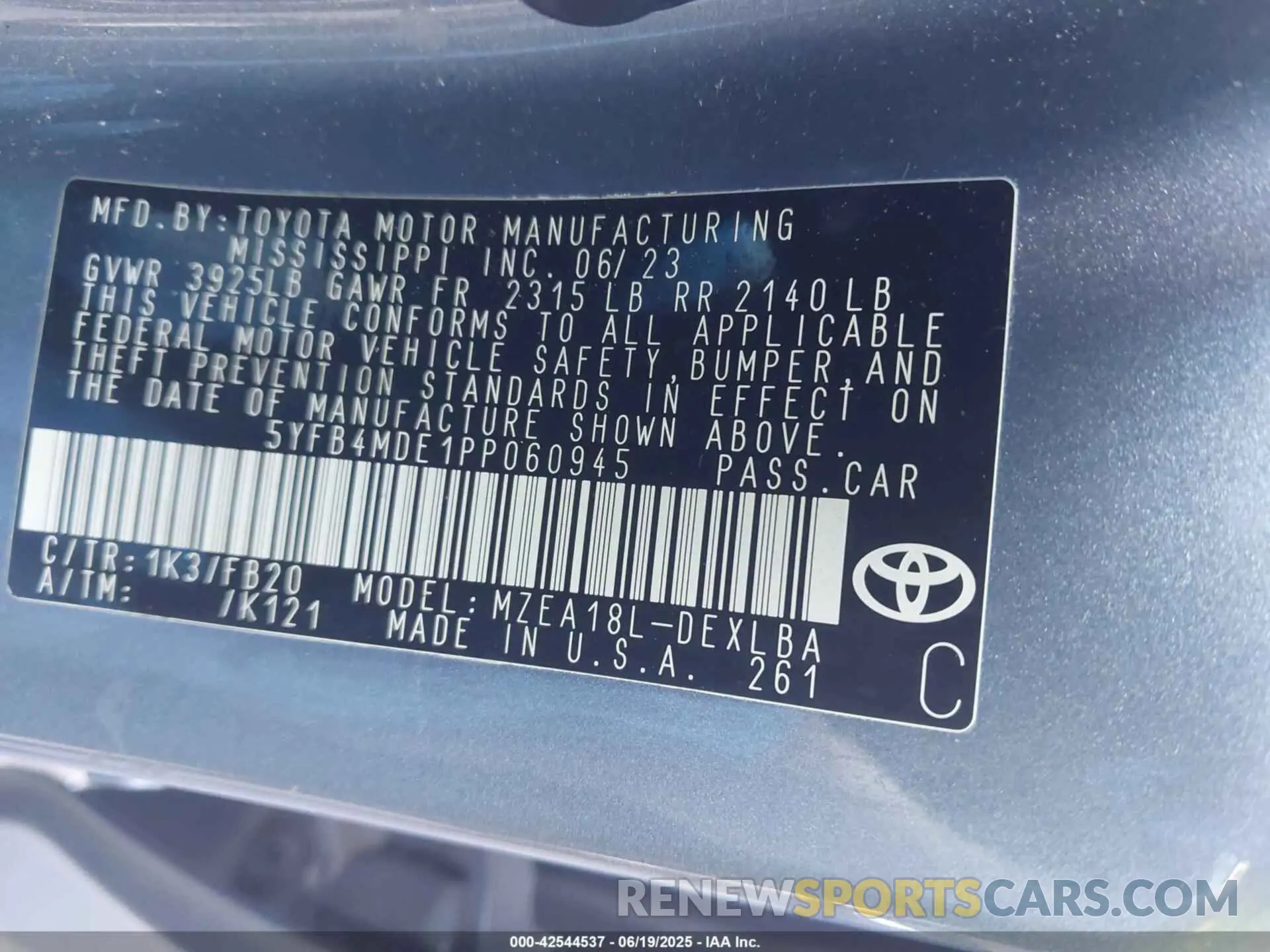 9 Photograph of a damaged car 5YFB4MDE1PP060945 TOYOTA COROLLA 2023