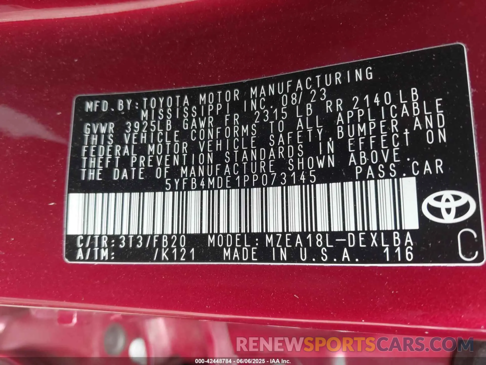 9 Photograph of a damaged car 5YFB4MDE1PP073145 TOYOTA COROLLA 2023