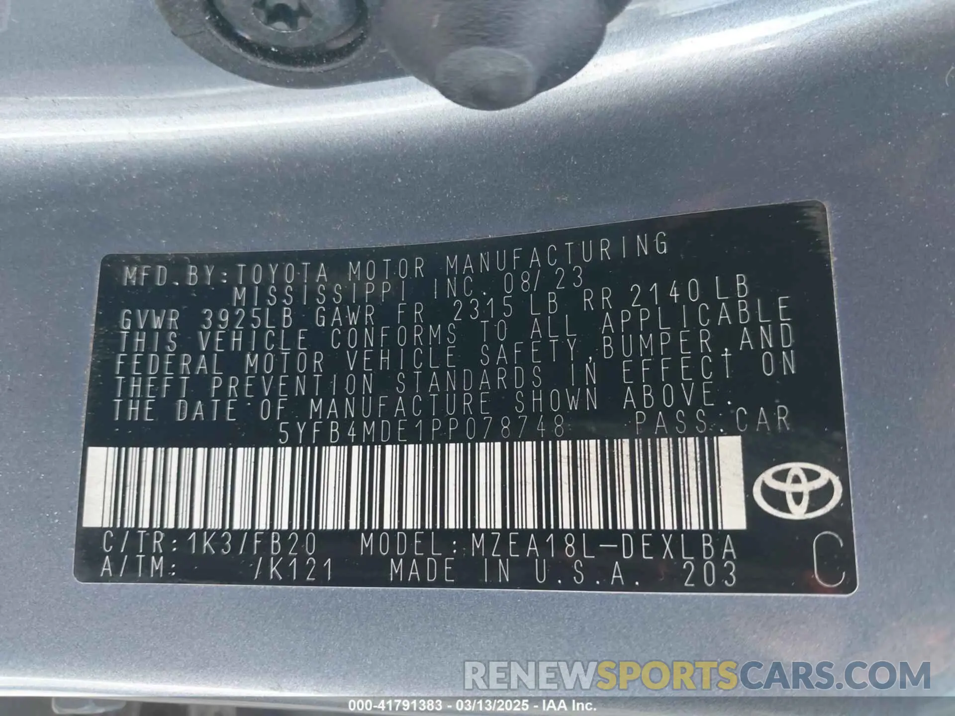 9 Photograph of a damaged car 5YFB4MDE1PP078748 TOYOTA COROLLA 2023
