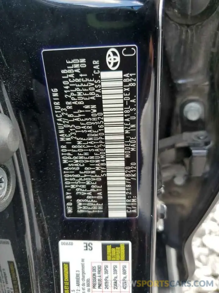 12 Photograph of a damaged car 5YFB4MDE2PP016520 TOYOTA COROLLA 2023