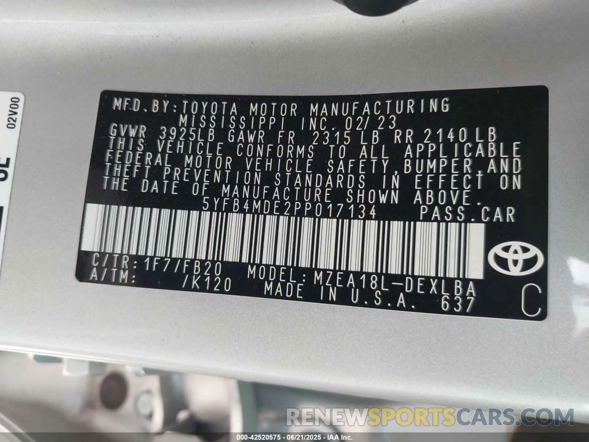 9 Photograph of a damaged car 5YFB4MDE2PP017134 TOYOTA COROLLA 2023