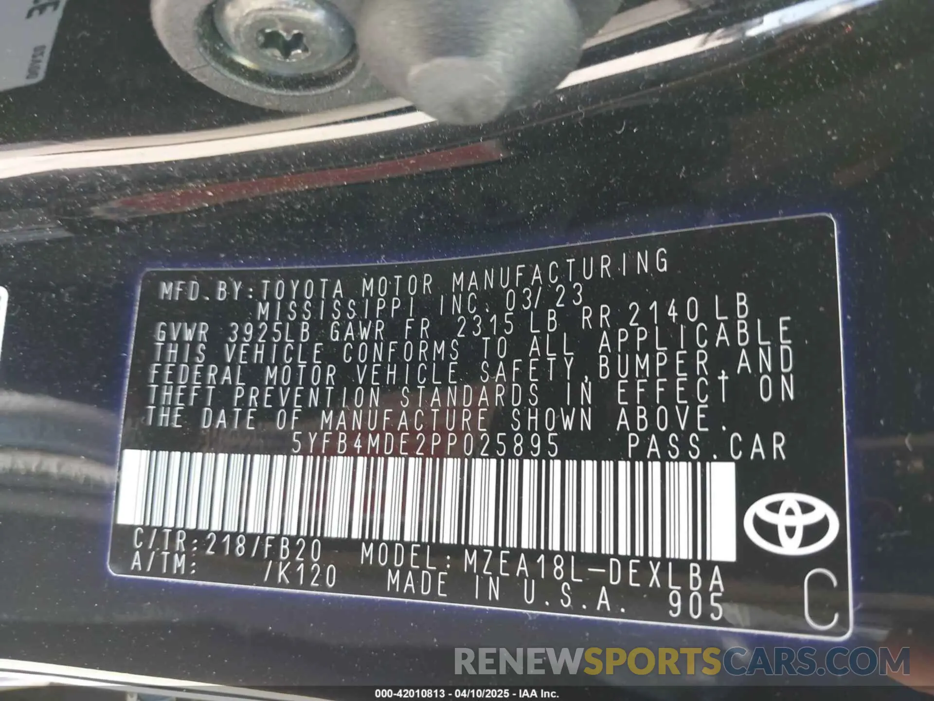 9 Photograph of a damaged car 5YFB4MDE2PP025895 TOYOTA COROLLA 2023